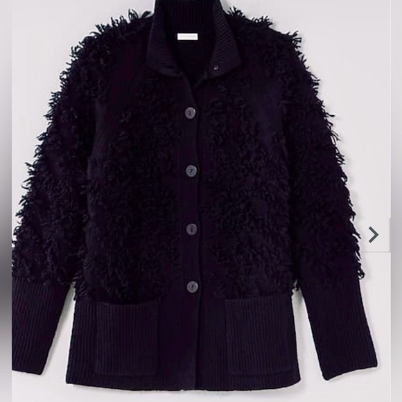 🎄Pure Jill Black Textured Fringe Cardi 🎄 - Picture 3 of 9